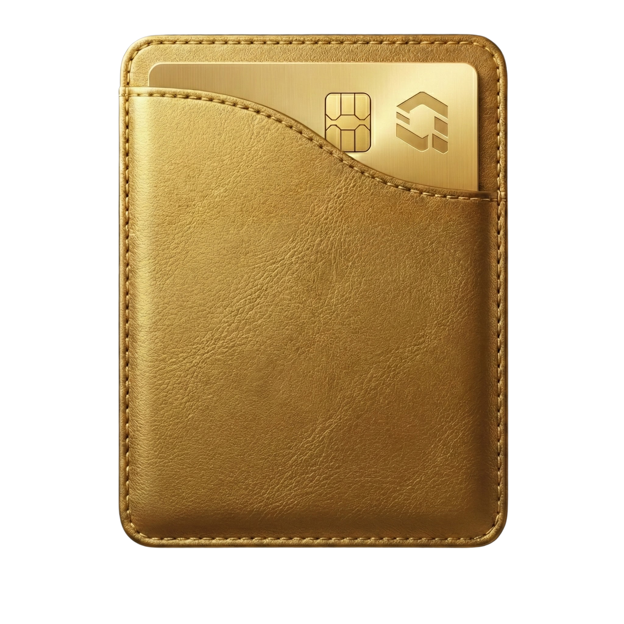 QBIT Wallet - Premium gold leather wallet with quantum-secure card